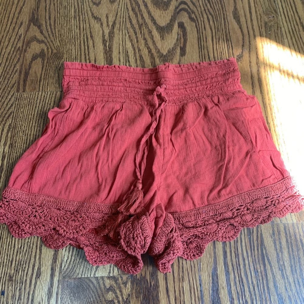 cute high waisted red dress shorts